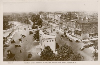 Marble Arch som visar Bayswater Road och Hyde Park, London av English Photographer