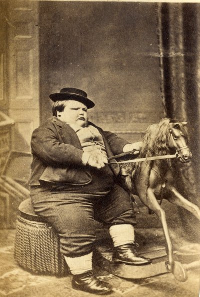 Mästare Richard Beanham av sin gunghäst, 1870-talet (albumintryck) av English Photographer