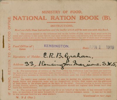Ministeriet för livsmedels nationella ransoneringsbok av English Photographer