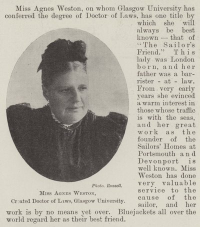 Fröken Agnes Weston, skapad doktor i juridik, Glasgow University av English Photographer