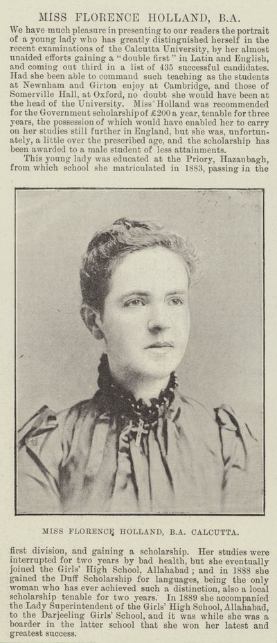 Miss Florence Holland, BA, Calcutta av English Photographer