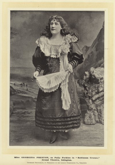 Miss Georgina Preston, som Polly Perkins i Robinson Crusoe, Grand Theatre, Islington av English Photographer