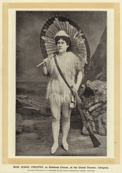 Miss Jessie Preston, som Robinson Crusoe, på Grand Theatre, Islington av English Photographer
