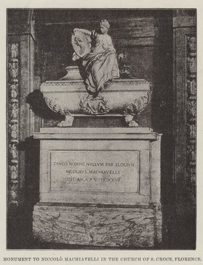 Monument till Niccolo Machiavelli i kyrkan S Croce, Florens av English Photographer
