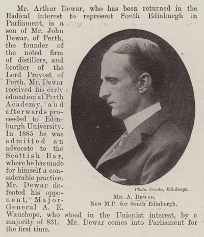 Mr A Dewar, ny parlamentsledamot för South Edinburgh av English Photographer