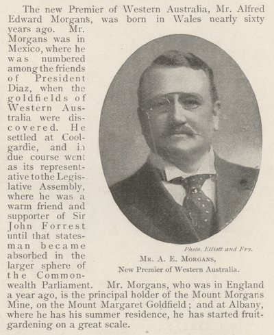 Mr A E Morgans, ny premiärminister i västra Australien av English Photographer