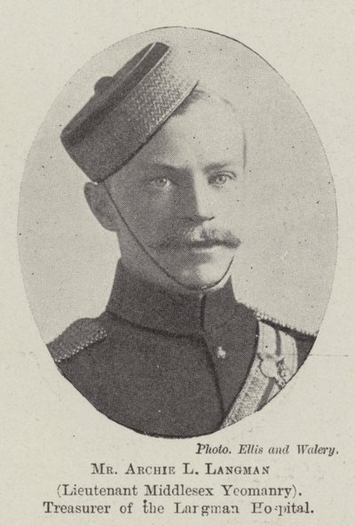 Herr Archie L Langman, löjtnant Middlesex Yeomanry, kassör på Langman Hospital av English Photographer