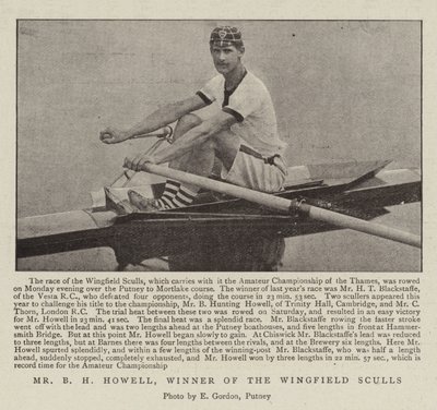 Mr B H Howell, vinnare av Wingfield Sculls av English Photographer