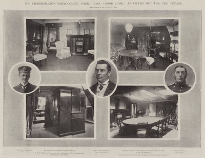 Mr Chamberlains Forthcoming Tour, HMS Good Hope, som utrustat för resan av English Photographer