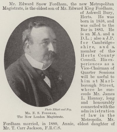 Mr E S Fordham, New London Magistrate av English Photographer