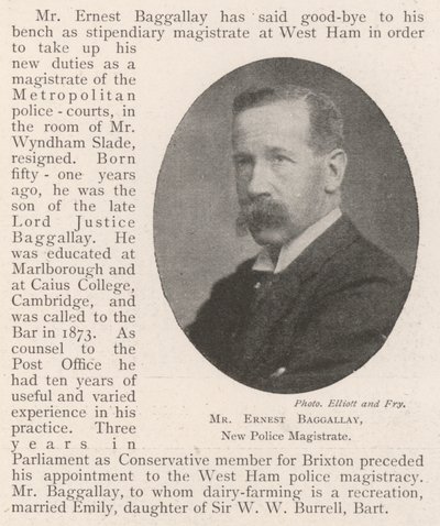 Mr Ernest Baggallay, ny polisdomare av English Photographer
