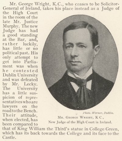 Mr George Wright, KC, ny domare vid High Court i Irland av English Photographer