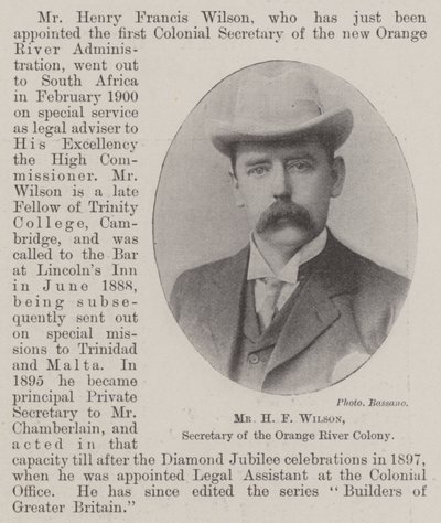 Mr HF Wilson, sekreterare för Orange River Colony av English Photographer