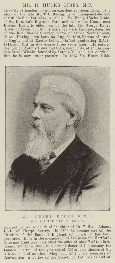 Henry Hucks Gibbs, parlamentsledamot för City of London av English Photographer