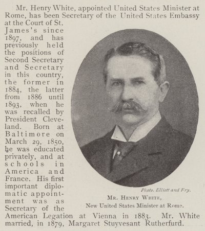 Henry White, USA:s nya minister i Rom av English Photographer