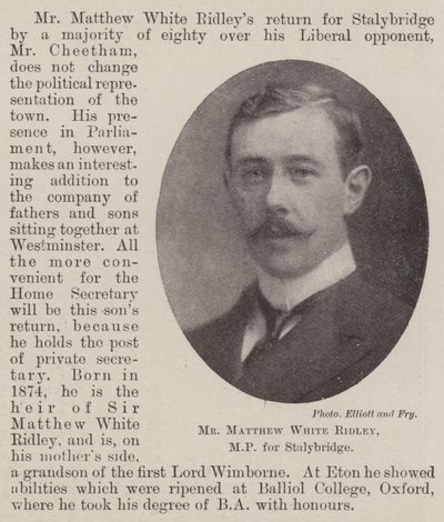 Matthew White Ridley, MP för Stalybridge av English Photographer