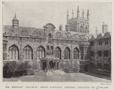Mr Rhodes College, Oriel College, Oxford, Legat till £100 000 av English Photographer