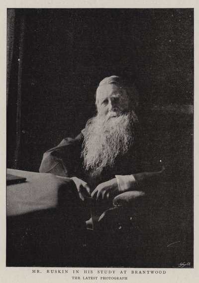 Mr Ruskin i hans studie vid Brantwood av English Photographer