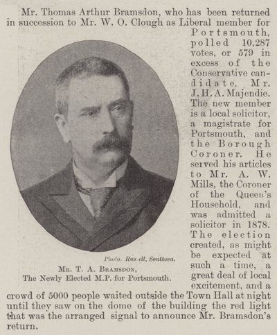 Herr TA Bramsdon, den nyvalda parlamentsledamoten för Portsmouth av English Photographer