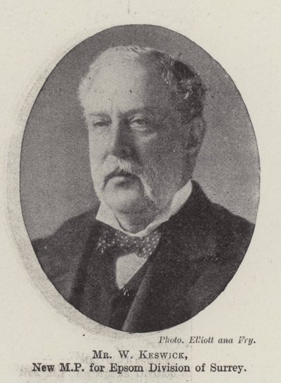 Mr W Keswick, ny MP för Epsom Division of Surrey av English Photographer
