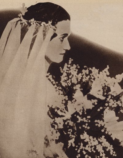 Mrs Simpson vid tidpunkten för sitt första äktenskap 1916 med Lieut Winfield Spencer från US Air Force (s/v foto) av English Photographer