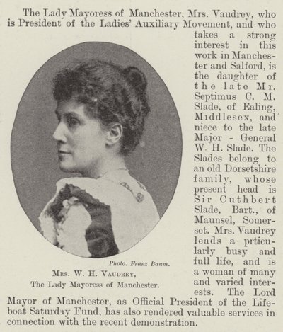 Mrs WH Vaudrey, borgmästarinnan i Manchester av English Photographer