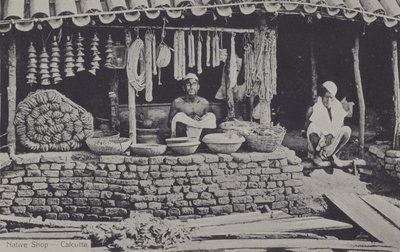 Native shop, Calcutta, Indien (s/v foto) av English Photographer