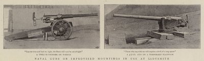 Naval Guns på improviserade monteringar i bruk på Ladysmith av English Photographer