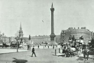 Nelsons Column, Trafalgar Square, Westminster LB: ser nordväst från Cockspur Street, 1898 av English Photographer