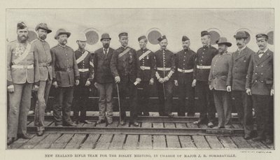 Nya Zeelands gevärsteam för Bisley-mötet, ansvarig för major J R Sommerville av English Photographer