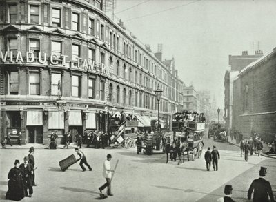 Newgate Street, österut från Old Bailey, City of London, 1890 av English Photographer
