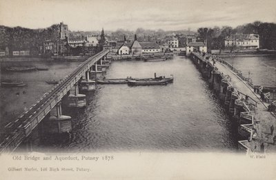 Gamla bron och akvedukten, Putney, 1878 av English Photographer