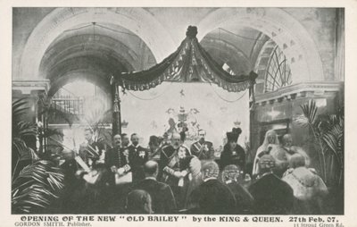 Invigning av Old Bailey av kungen och drottningen, 27 februari 1907 av English Photographer