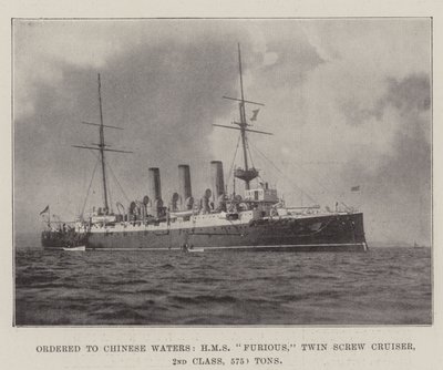 Beställd till Chinese Waters, HMS Furious, Twin Screw Cruiser, 2:a klass, 5750 ton av English Photographer