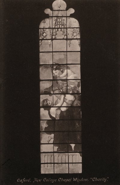 Oxford, New College Chapel Window, Charity (s/v foto) av English Photographer