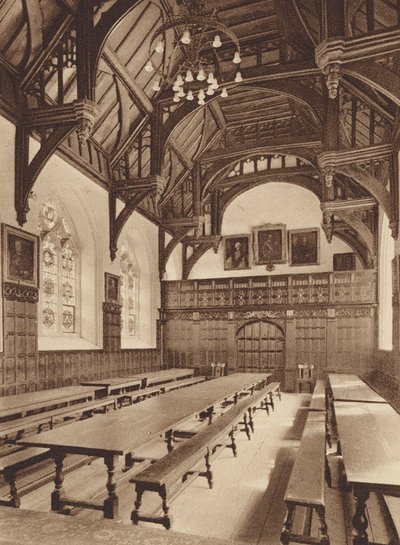 Oxford: Oriel College, The Hall (svartvitt foto) av English Photographer