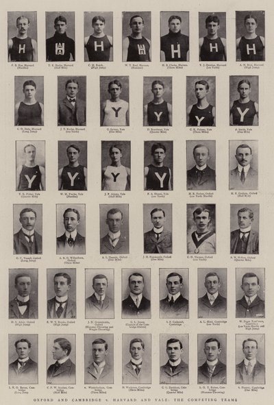 Oxford och Cambridge mot Harvard och Yale, de konkurrerande lagen av English Photographer
