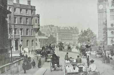 Parliament Square, Westminster LB: Broad Sanctuary med utsikt över Parliament Square, 1896 av English Photographer