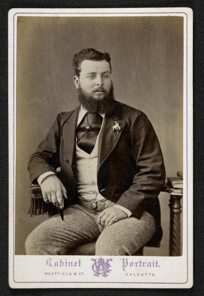 Porträtt av Mr Godfrey Freeman, indigoplanterare, Lohurria, Bihar, fotograferat i Calcutta (s/v foto) av English Photographer