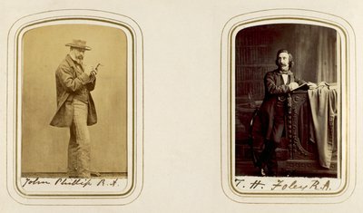 Portrætter af John Phillip og John Henry Foley (sepia foto) swed av English Photographer