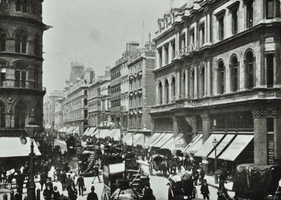 Fjäderfä, tittar västerut till Cheapside, City of London, 1890 av English Photographer