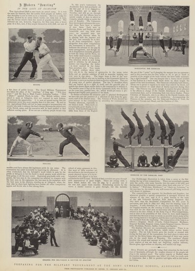 Förbereder för militärturneringen på Arméns Gymnastikskola, Aldershot av English Photographer