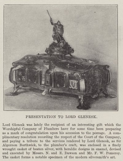 Presentation till Lord Glenesk av English Photographer