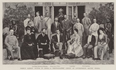 Prins Albert Victor i Indien, en fotografisk grupp vid Government House, Poona av English Photographer