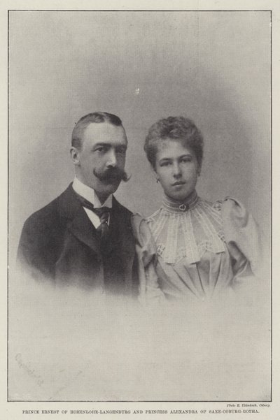 Prins Ernest av Hohenlohe-Langenburg och prinsessan Alexandra av Saxe-Coburg-Gotha av English Photographer