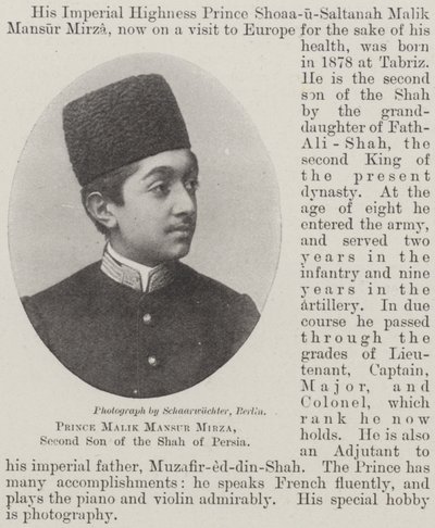 Prins Malik Mansur Mirza, andra son till Shahen av Persien av English Photographer
