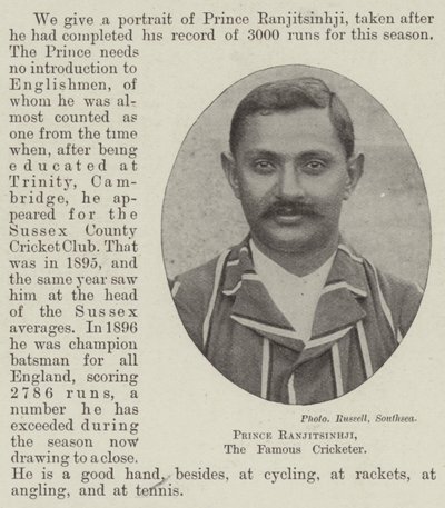 Prins Ranjitsinhji, den berömda cricketspelaren av English Photographer