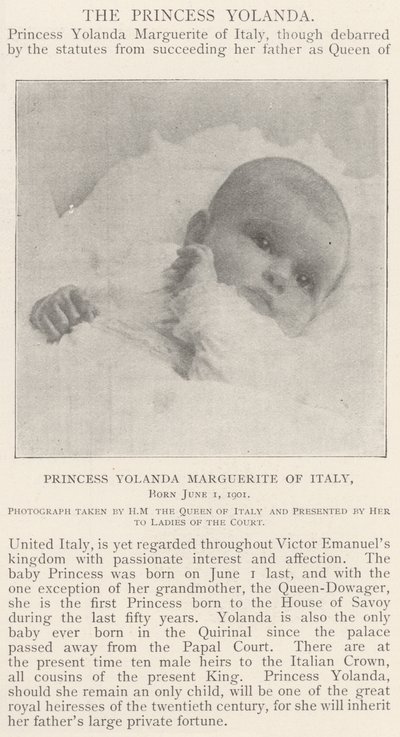 Prinsessan Yolanda Marguerite av Italien, född 1 juni 1901 av English Photographer