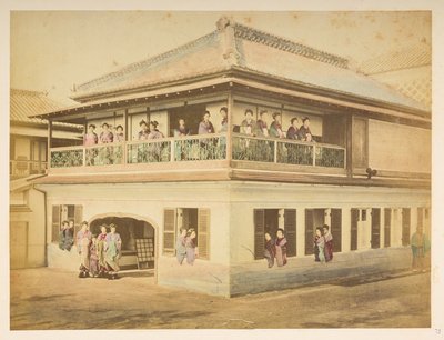 Prostituerade på Shinpuro Bordel, Takashima-cho, Yokohama, Fotograf: Stillfried, Raimund von Lucas Collection: Fotografiskt rekord från Charles James och Morton P, Lucas världsturné av English Photographer