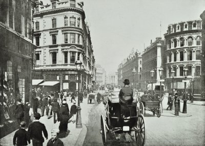 Queen Victoria Street, österut från Queen Street, City of London, 1890 av English Photographer